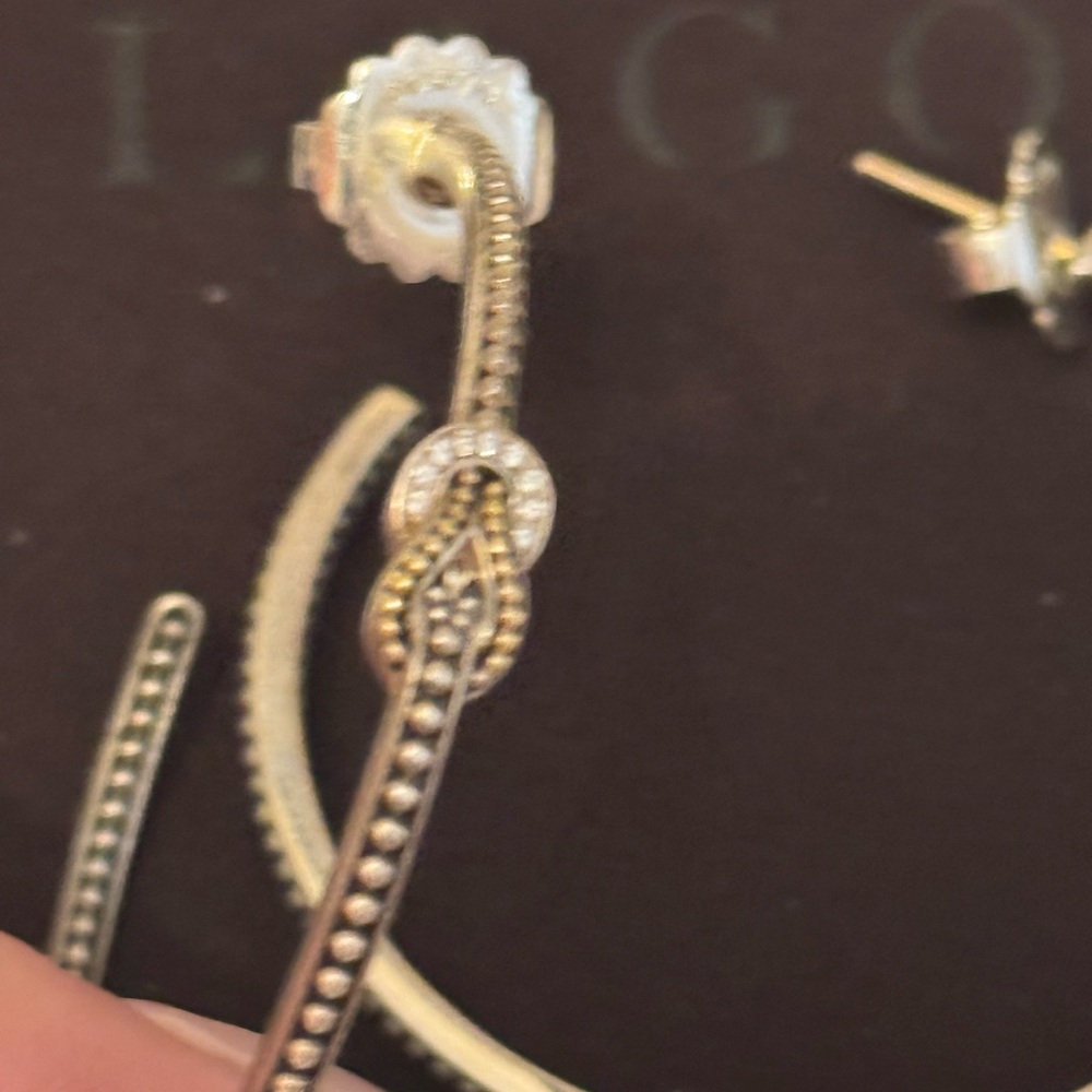 Lagos Two-Tone Beaded Hoop Earrings and diamond